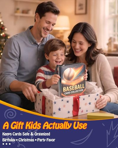 Best baseball card binder 4-Pocket holds 480 cards, 120 pages side-loading, PU leather zip waterproof cover, acid-free pages, for home storage & card shows, baseball cars binder, gift kids boys girls! - color: 4-Black and gold