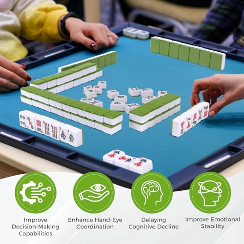 Mahjong Set, 146pcs Chinese Mahjong Tile Set Quality Mahjong Tiles | 1.4" Large Tile with Exquisite Storage Box Easy to Carry, Instruction Included Mah Jongg Sets for Family & Friends Gatherings - size: Home