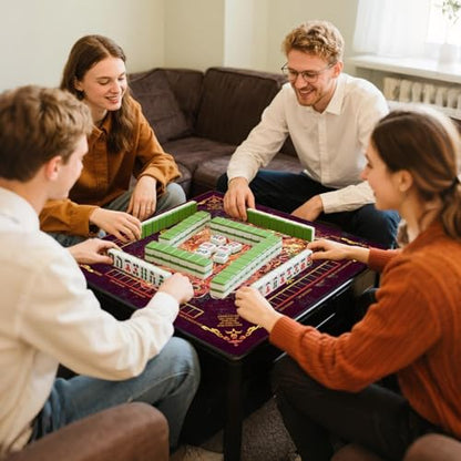 Mahjong Mat,Non-Slip and Noise Reducing Portable Mahjong Accessories | 31.5" x 31.5" with a Carrying Bag,Game Table Mat for Board Games, Card Games, Dominoes - color: Phoenix