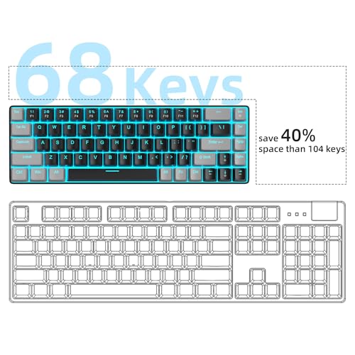 MageGee Portable 60% Mechanical Gaming Keyboard, MK-Box LED Backlit Compact 68 Keys Mini Wired Office Keyboard with Red Switch for Windows Laptop PC Mac - Black/Grey - color: Black/Red Switch