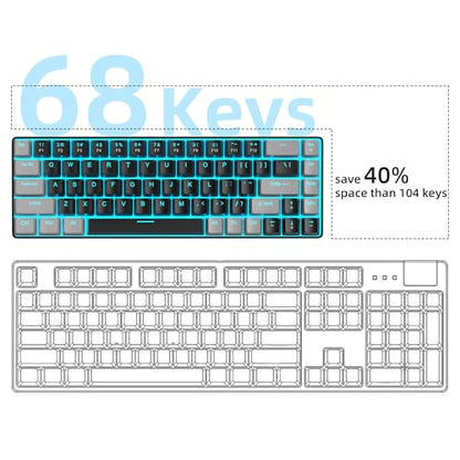 MageGee Portable 60% Mechanical Gaming Keyboard, MK-Box LED Backlit Compact 68 Keys Mini Wired Office Keyboard with Red Switch for Windows Laptop PC Mac - Black/Grey - color: Black/Red Switch
