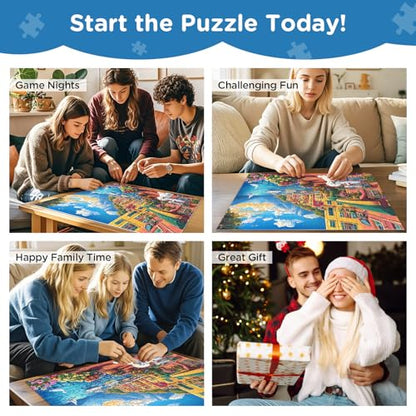 Jigsaw Puzzles 500 Pieces for Adults, Bichon Frise Flower Seagull Puzzles 500 Pieces for Adults Seniors, Dust-Free Landscape Adult Jigsaw Puzzle, Challenging Puzzle Great Gift for Friends - style: Landscape
