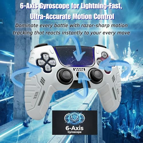 NexoGame Wireless Controller for PS5 with 3D Hall Effect Joysticks, Bluetooth 5.0 Gamepad with Motion Control, Dual Vibration, USB C Rechargeable Design, Compatible with PS5 Console and Windows PC Gaming (Galaxy White) - color: Galaxy White