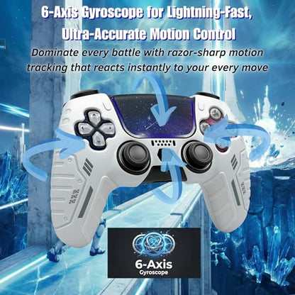 NexoGame Wireless Controller for PS5 with 3D Hall Effect Joysticks, Bluetooth 5.0 Gamepad with Motion Control, Dual Vibration, USB C Rechargeable Design, Compatible with PS5 Console and Windows PC Gaming (Galaxy White) - color: Galaxy White