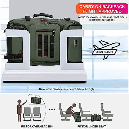 WITZMAN Carry on Travel Backpack for Men Airline Approved Fits 16" Laptop | Nylon 3 in 1 Luggage Duffle Bag with USB Charging Port, Shoe Compartment, For Weekend Getaway, Overnight Trip, B682 Green - color: 02.army Green