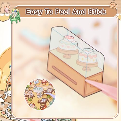 20 Sets 3D Sticker Scene Book for Adults,DIY Create Your Own Mini House | Stickers Cute Kawaii Miniature Scenes for Stress Relief Therapy Pass The Time, Fun Party Favors Gifts for Birthday Holiday - size: Sticker Book 20 Sets