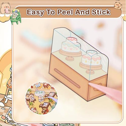 20 Sets 3D Sticker Scene Book for Adults,DIY Create Your Own Mini House | Stickers Cute Kawaii Miniature Scenes for Stress Relief Therapy Pass The Time, Fun Party Favors Gifts for Birthday Holiday - size: Sticker Book 20 Sets