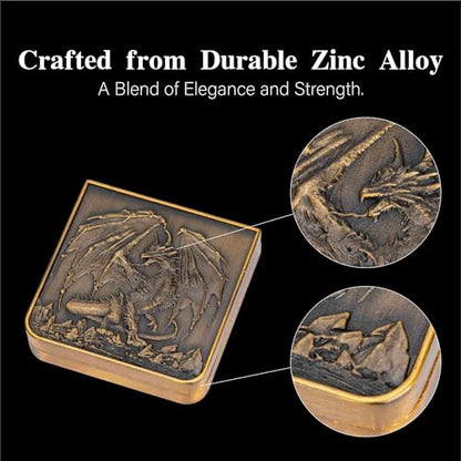 Foldable Spinner Metal DND Dice Set – Compact Elegant Design with D4, D6, D8, D10, D12, D20, D% for TTRPG Gifts - color: Ancient Gold
