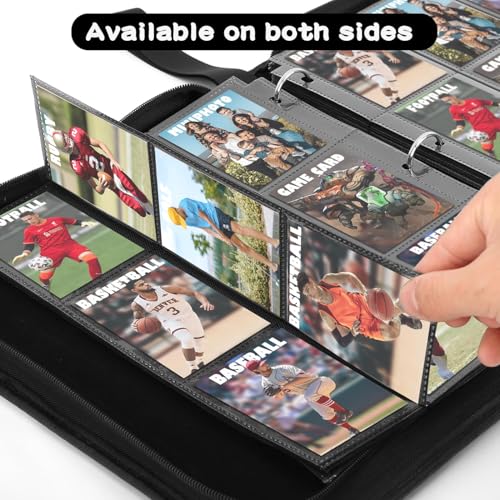 900 Pockets Trading Baseball Card Sleeves Binder, 50 Pages Double-Sided Protector Sports Card Binder Fit for MTG YU-GI-OH Cards, Football Cards, Game Cards, Standard Sized Cards for 3-Ring Binder - size: 900 Pockets