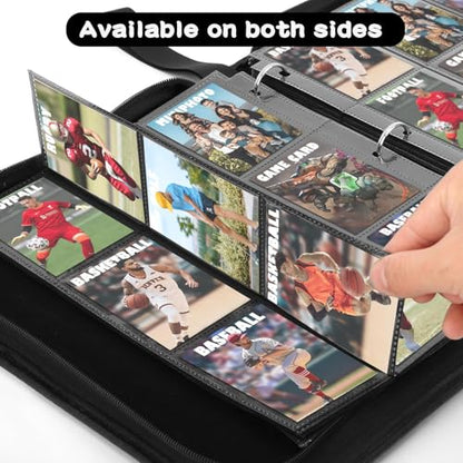 900 Pockets Trading Baseball Card Sleeves Binder, 50 Pages Double-Sided Protector Sports Card Binder Fit for MTG YU-GI-OH Cards, Football Cards, Game Cards, Standard Sized Cards for 3-Ring Binder - size: 900 Pockets