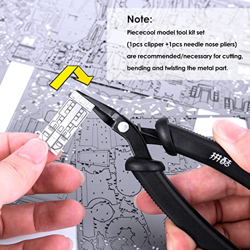 Piececool DIY Tools Set for Metal Earth Model Kits, 2pcs/set Professional Clipper and Needle Nose Pliers for Metal Puzzles Assembling Cutting and Bending Tools Kit