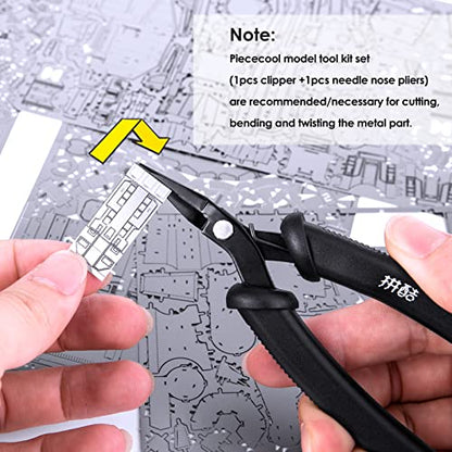 Piececool DIY Tools Set for Metal Earth Model Kits, 2pcs/set Professional Clipper and Needle Nose Pliers for Metal Puzzles Assembling Cutting and Bending Tools Kit