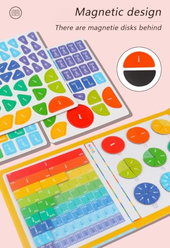 Magnetic Fraction Educational Puzzle for Kids, New Magnetic Fraction Tiles & Fraction Circles, Math Manipulatives Enhance Early Primary School Students Mathematical Skills(Hippo Style) - color: Yellow