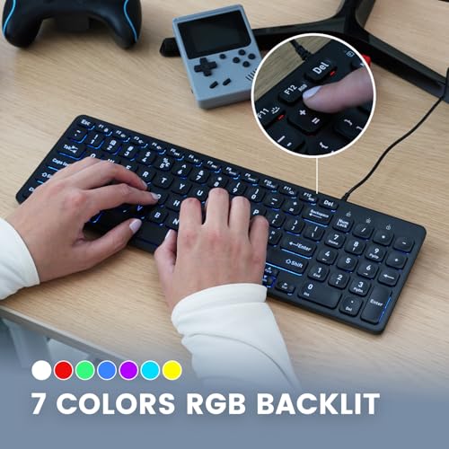 Perixx PERIBOARD-333RGB Wired Backlit USB Keyboard- X Type Scissor Keys - Compact 14.25x4.57x0.83 Inches - Big Print Letters - RGB Backlit - US English - style: Wired Backlit