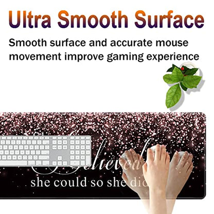 Large Gaming Mouse Pad, Keyboard Wrist Rest + Mouse Wrist Pad + Coaster Combination Set, Memory Sponge Non-Slip Base. Suitable for Office and Home, She Believed She Could So She Did - color: Fok-fo1-mouse -020