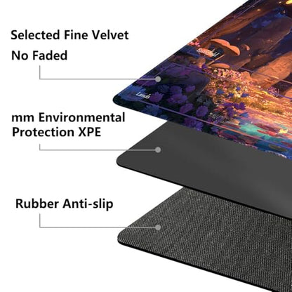 MTG Playmat 24x14 Inch | Optional Game Zone Layout | Non-Slip Rubber Base | Stitched Edges | Includes Free Storage Bag | for TCG, Board Games, and Desk Use(Faegraves,with Zone) - color: Faegraves, style: With zone