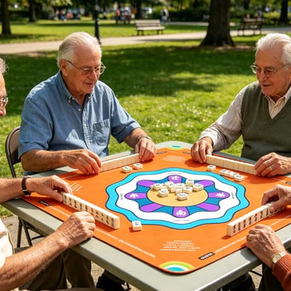 Mahjong Mat with Rule, 31.5x31.5Inch American Mahjongg Table Mat (Orange) | Anti-Wrinkle&Foldable Neoprene Mahjongg Travel Mat for Table with Learning Rule, Anti-Slip Noise Reduction Includes Carry Bag - color: Orange