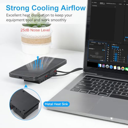 ELUTENG Computer Fan USB 40mm Dual Row 2 in 1 USB PC Fans with 3 Adjustable Speeds 6500RPM Electronics USB Cooling Fan with Black Metal Grid for Laptop TV Box Xbox AV Cabinet PS5 Router Projector - size: 40mm