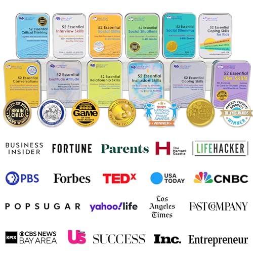 Mind Brain Emotion 52 Essential Coping Skills Cards - Self Care Exercises for Stress and Social Anxiety Relief - Resilience, Emotional Agility, Confidence Therapy Games for Teens, Adults - style: Coping Skills
