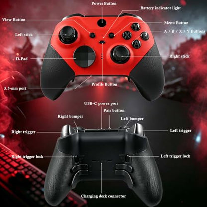 DIY Customized Model 1797 Elite Series 2 Controller-Vest Red Custom Color | DIY Compatible with Xbox Elite Series 2, Xbox Series X/S, Includes Accessory Bag - color: Vest Red