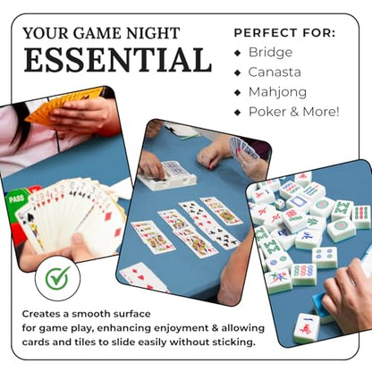 Personalized 54" Round Table Cover – Bridge Table Covers with Soft Ultra-Suede Fabric - Washable Table Cover Protects Cards & Tiles, Reduces Noise - Round Tablecloth for Game Night, Mahjong & Poker - color: Wedgewood Blue Embroidered, size: 54"