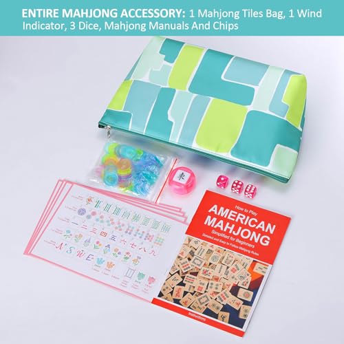 American Mahjong Tile Set, 160 Engraved Tiles with Mah-jongg Accessories and Tile Bag, Mahjong Set for Beginners - style: Classic