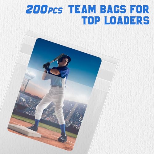 DEDC 200 Pcs Card Sleeves Team Bags for Trading Cards, Team Bag Fit 3x4inch 35PT Top Loaders for Trading Card Shipping Sports Graded Card Sleeves Protector - size: 200 pcs Standard