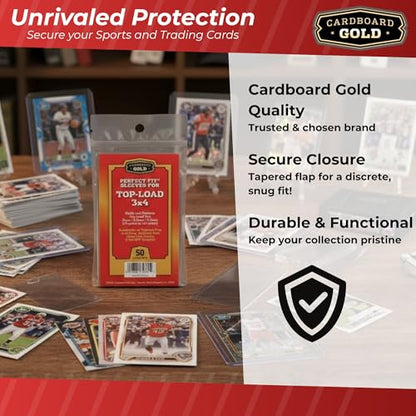 Cardboard Gold Toploader Sleeves - Ultimate Protection Resealable Snug Fit Top Loader Sleeves - Acid Free Archival Safe - Holds Toploaders Securely (75pt-140pt Sleeves, 500 Toploader Sleeves) - size: 500 Toploader Sleeves, style: 75pt-140pt Sleeves