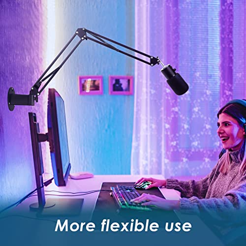 YOUSHARES Razer Seiren X Wall Mount Boom Arm - Wall Mount Microphone Holder for Razer Seiren X Mic, Vertical Surface Mount and Freely Swiveling Metal Wall Mount Clip Suitable for Saves the Desk Space - color: Boom Arm + Wall Mount