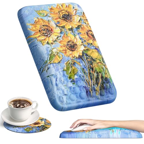 Ospelelf Mouse Pad with Wrist Rest Ergonomic Comfortable Pain Relief Mousepad Wrist Support for Computer Sunflower - color: Sunflower