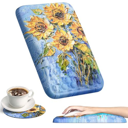 Ospelelf Mouse Pad with Wrist Rest Ergonomic Comfortable Pain Relief Mousepad Wrist Support for Computer Sunflower - color: Sunflower