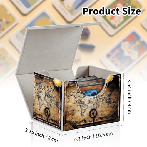 Stylish MTG Deck Box for 110+ Cards, Magnetic Commander Deck Case with Bonus Game Card Pouch, Durable Storage for TCG and Sleeved Magic Cards, An Old Map - color: An Old Map