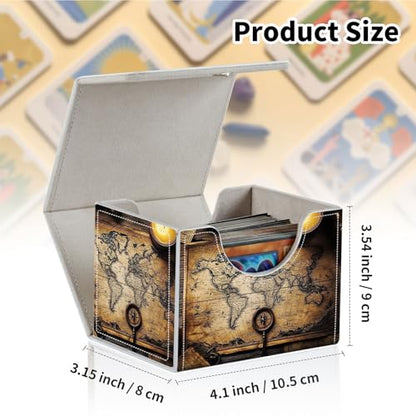 Stylish MTG Deck Box for 110+ Cards, Magnetic Commander Deck Case with Bonus Game Card Pouch, Durable Storage for TCG and Sleeved Magic Cards, An Old Map - color: An Old Map