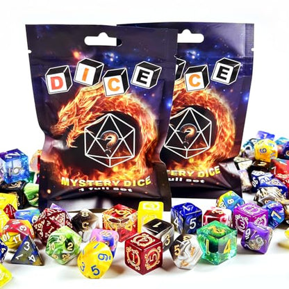 HAOMEJA 18pcs Mystery Dice Set/ 14pcs Random Polyhedral DND Dice + 4pcs D6-Sided Dice/D&D Dice，Apply to RPG，MTG，Role Playing Table Game，Party Gifts (2 Set 18pcs) - color: 2 Set 18pcs