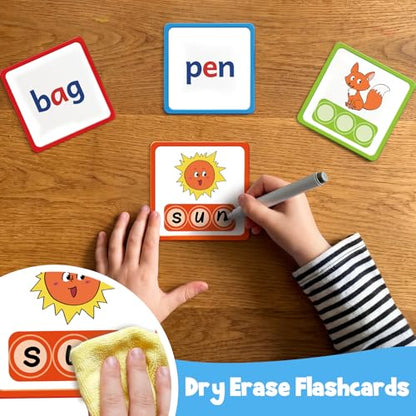 Aizweb CVC Word Games Kindergarten,Phonics Games for Kids Ages 3-8,CVC Flashcards for Preschool Special Education Classroom Supplies,Reading&Spelling Activity Phonics Manipulatives for Kids - style: CVC