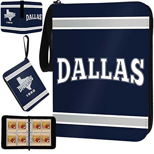 Football Card Binder with Sleeves 400 Pocket, Dallas Football Card Holder for Trading Cards Sports Card 3 Ring Binder Folder Football Collector Album Storage Book Case for Kids Boys Girls Gift (Navy) - color: DALLAS-Navy, size: 400