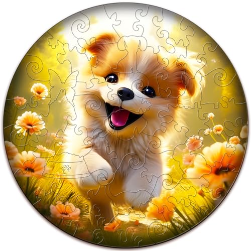 Wooden Puzzles for Kids Ages 4-8, Cute Dog Puzzle, Unique Animal Shaped Wooden Jigsaw Puzzles for Kid, 50 Pieces Puzzles for Kids(50pcs,11.4 * 11.4in) - color: Cute Puppy
