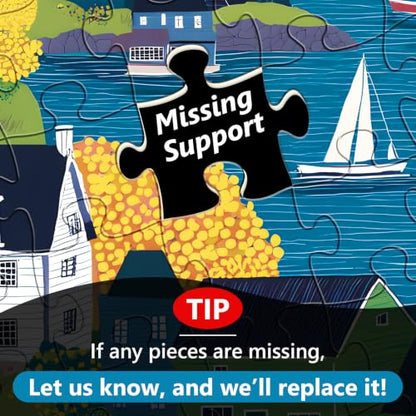 300 Piece Puzzles for Adults Kid,Large Piece Seaside Harbor Sailboat Puzzle