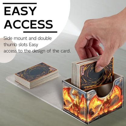 Trading Card Storage Box, Holds 100+ for MTG Cards, Premium PU Leather with Magnetic Closure, Golden Dragon Amidst Flames Durable Deck Box for Magic the Gathering, Trading Card Games - color: Golden Dragon Amidst Flames