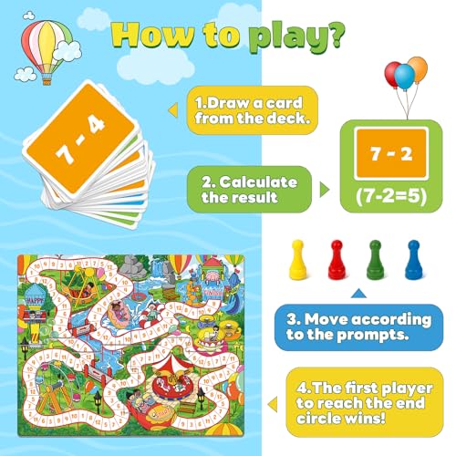 Broytain Addition and Subtraction Math Games for Kids,Addition & Subtraction,Educational Learning Board Games for Boys and Girls Ages 5 6 7 8,Classroom Travel Indoor Outdoor Family Games