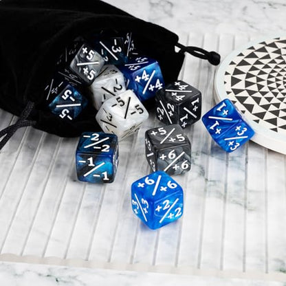 48 Pieces Magic Counter Dice Life MTG Counters Dice Set Marble Buff Tokens D6 Dice Compatible with Magic The Gathering, TCG, Card Gaming Accessories - color: Blue