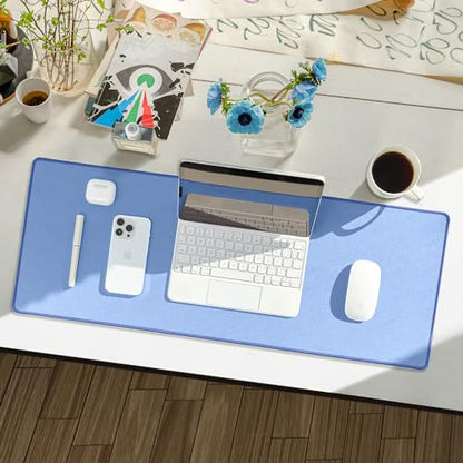 Reniteco Waterproof Large Office & Gaming Mouse Pad, 31.5" x 11.8" x 0.12" | Anti-Fray Stitched Edges, Premium Textured Surface, Non-Slip Rubber Base, Water and Stain Resistant Protection - color: Matte Blue, size: 31.5''x 11.8''x0.12"