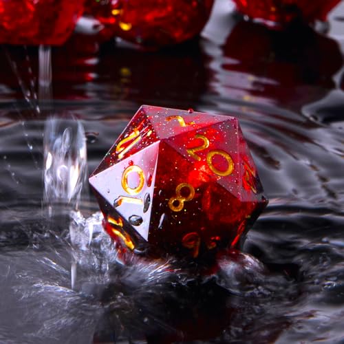 DND Dice Set Handmade 7 Accessories Sharp Edge Dice for Dungeons and Dragons TTRPG Games, Multi-Sided RPG Polyhedral Resin Sharp Edge Dice Roleplaying Games (Black Red) - color: Black Red