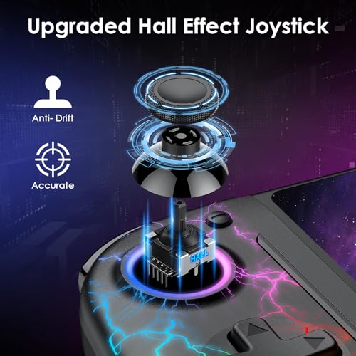 ewnol Switch Controllers for Nintendo Switch/OLED, One-Piece Joypad for Handheld Mode, Switch Pro Controller with Hall Effect Joystick, Sensitive Buttons, Turbo, Macro, RGB Light - Lighting - color: Black Lighting