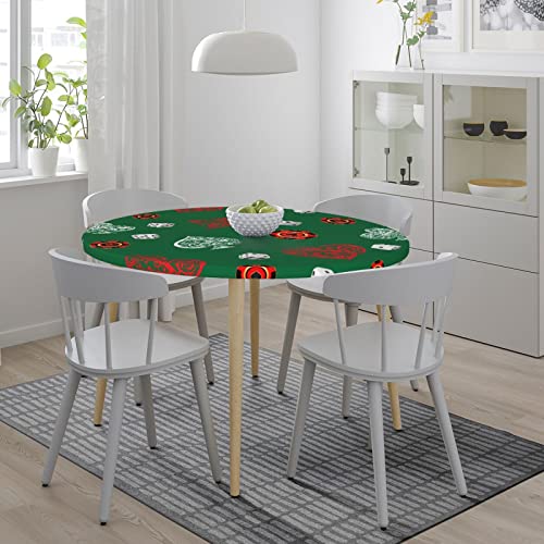 Game Card Round Tablecloth Elastic Fitted Table Cover Washable Elastic Edge Tablecloths for Kitchen Dining Party Fitted Table 40-44 inch - color: Game Card S, size: 40" (Round)