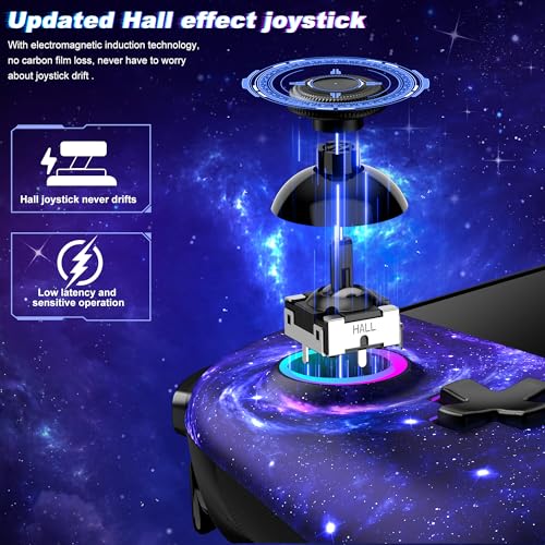 Gammeefy Switch Controller – Hall Effect Joysticks & Enhanced Grip – One Piece Switch Joypad Replacement Switch Pro Controller with 8-Color RGB Lighting, Turbo, Macros - Starry Sky, 6.2"/7" - color: Starry Sky, size: 6.2"/7"