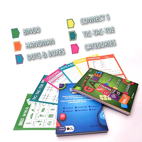 GRANDLMOON 6 Portable Travel Game Activities Notepad On The Go Plane Trip Game 4 x 6-inches (2 Pads and 60 Sheets Each) - size: 6X4