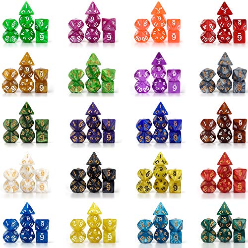 175 Pcs Bulk DND Dice Sets, Polyhedral RPG Dungeons and Dragons Dice, MTG | 25 Set, 25 Colors, D&D Dice, Large Flannel Bag, D4 to D20 Table Games, Pound of Dice, Party Favors