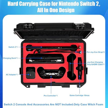 HLHGR Hard Carrying Case for Nintendo Switch 2,Heavy Duty Protective case IP67 Waterproof Soft Lining Hard Travel All IN One Case for Nintendo Switch 2 Console Pro Controller & Accessories (blue) - color: blue