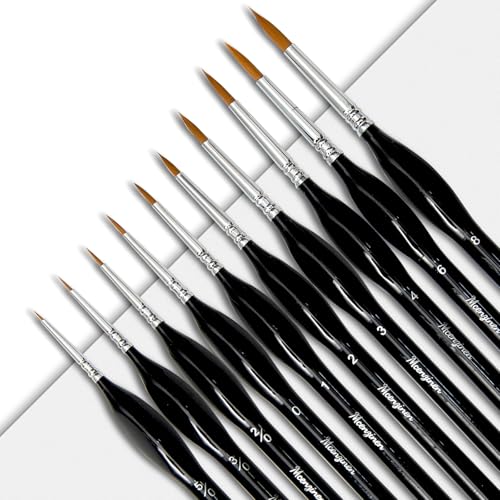 Detail Paint Brushes Set 10pcs Miniature Brushes for Fine Detailing, Acrylic,Model, Face, Figurine, Watercolor, Oil, Triangular Grip, Nylon Bristles - color: 10pcs Black Pointed Tip Paintbrushes Set